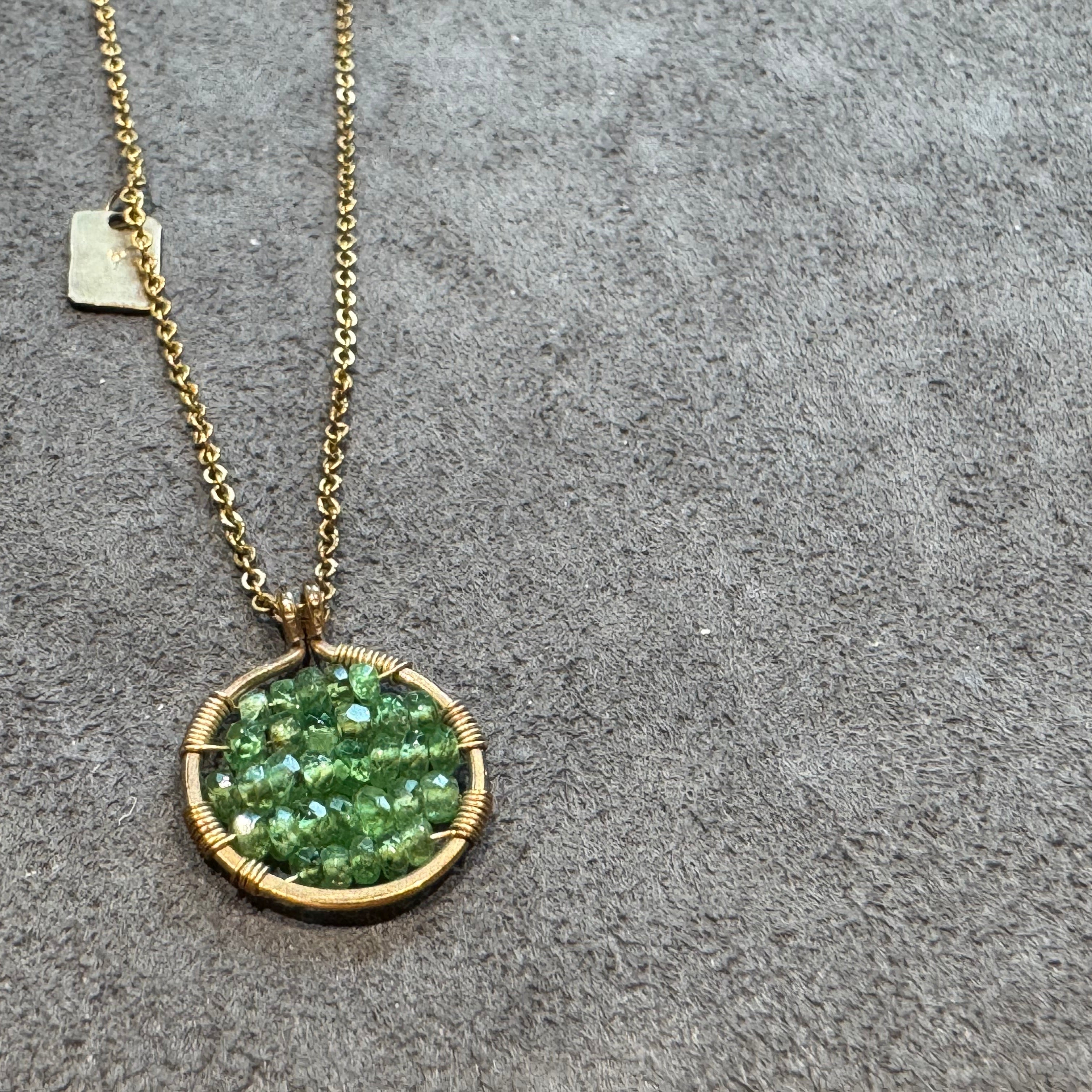 JY008 14k US gold | Exquisite necklace | Necklace + pendant | Chain length 40cm, 2-3cm extension | Natural ruby | Natural Turquoise | Natural tsavorite