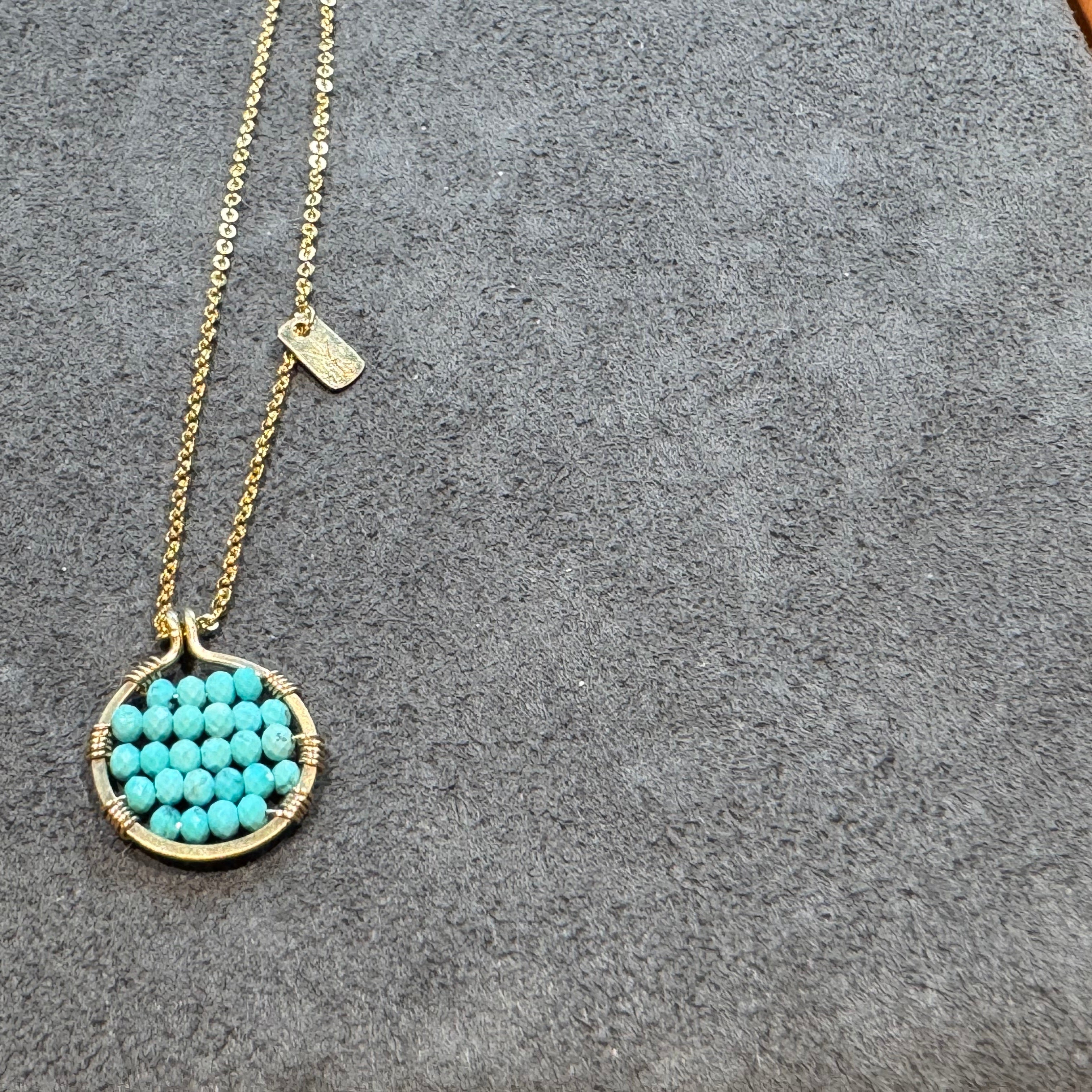 JY008 14k US gold | Exquisite necklace | Necklace + pendant | Chain length 40cm, 2-3cm extension | Natural ruby | Natural Turquoise | Natural tsavorite