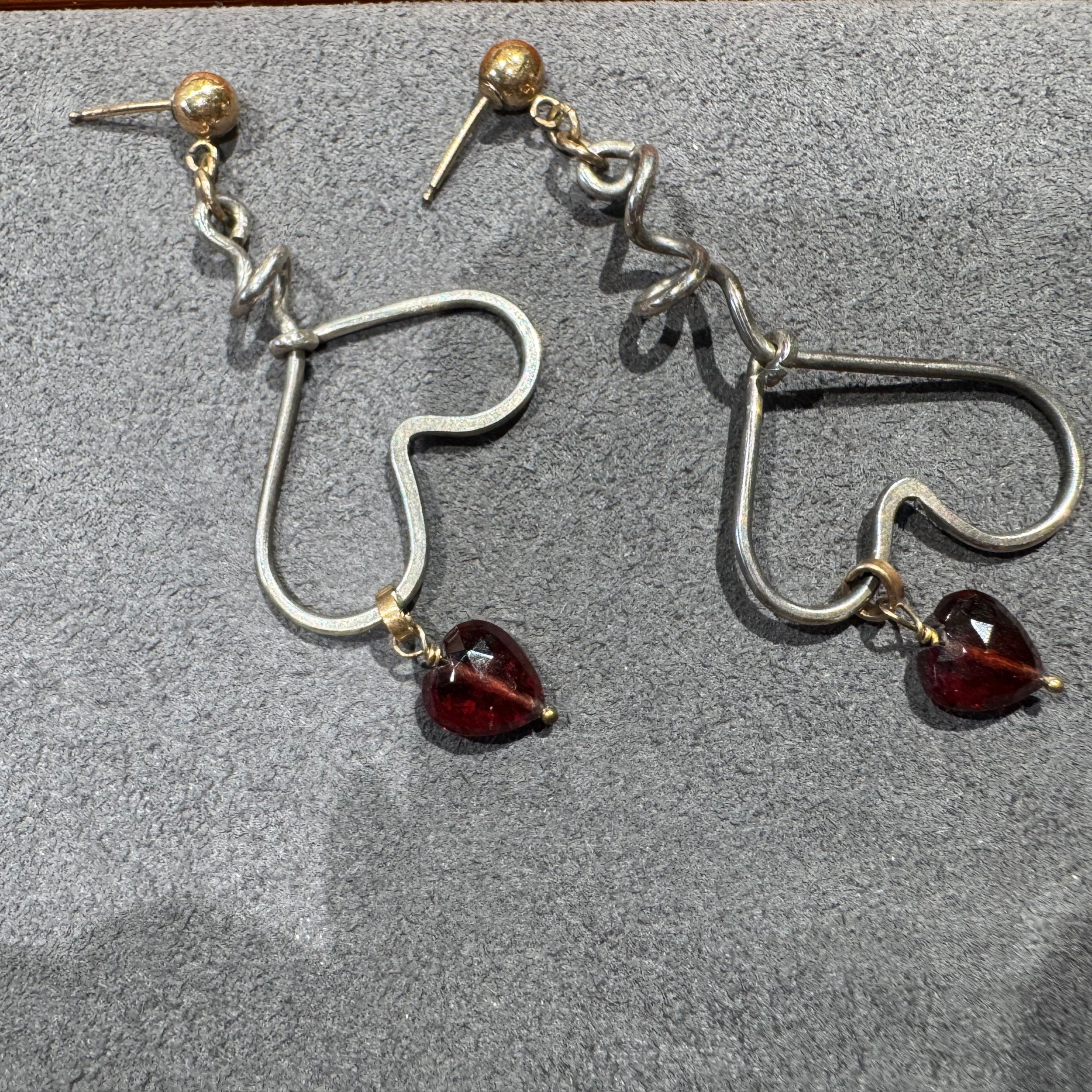 JY011 Gold and silver inlay earrings | 925 sterling silver | 14K American gold | natural garnet | exquisite gift | Gold and silver inlay