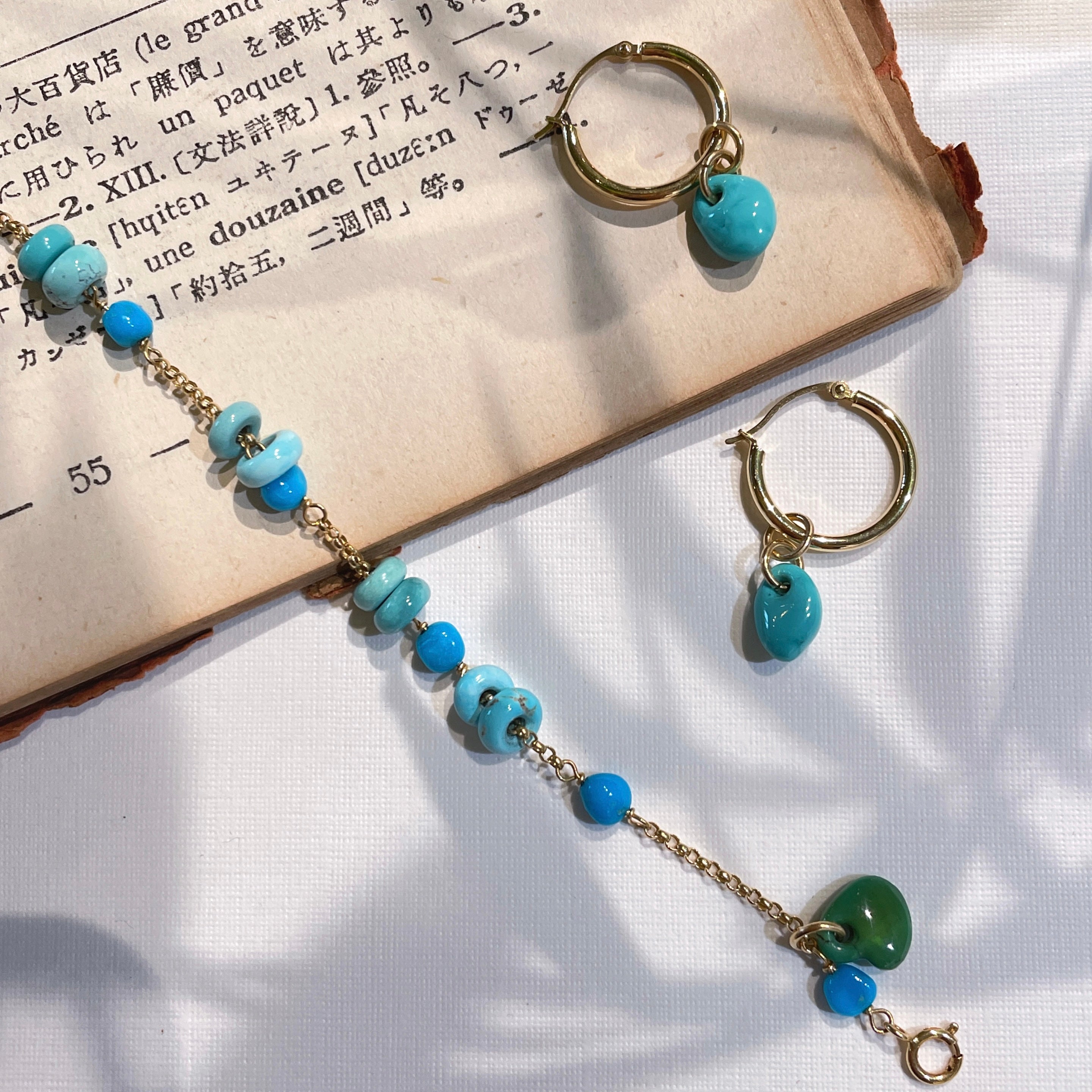 Jy015 Turquoise Bracelet | Turquoise Earrings | 18K Gold | Fine Jewelry | Perfect Gift