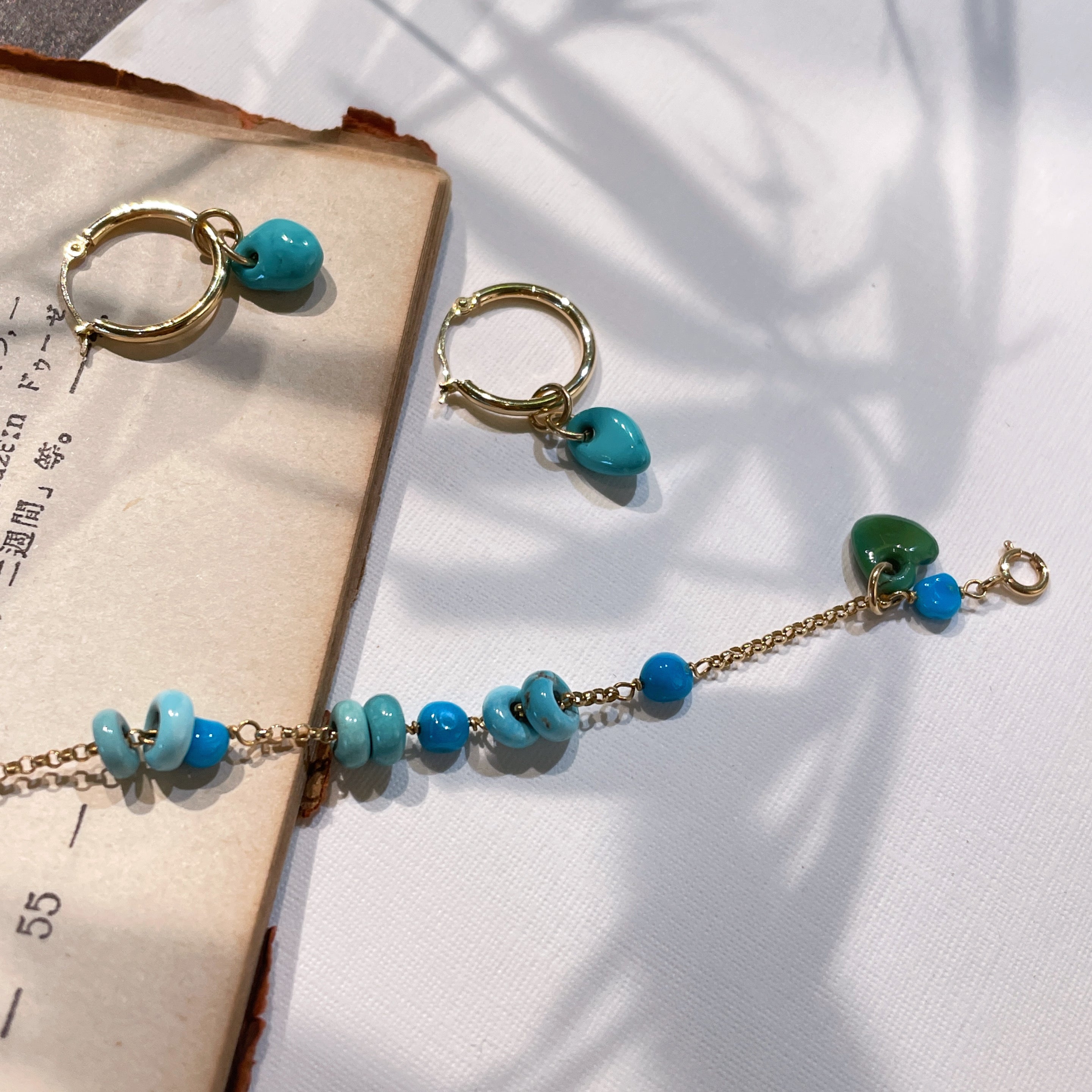 Jy015 Turquoise Bracelet | Turquoise Earrings | 18K Gold | Fine Jewelry | Perfect Gift