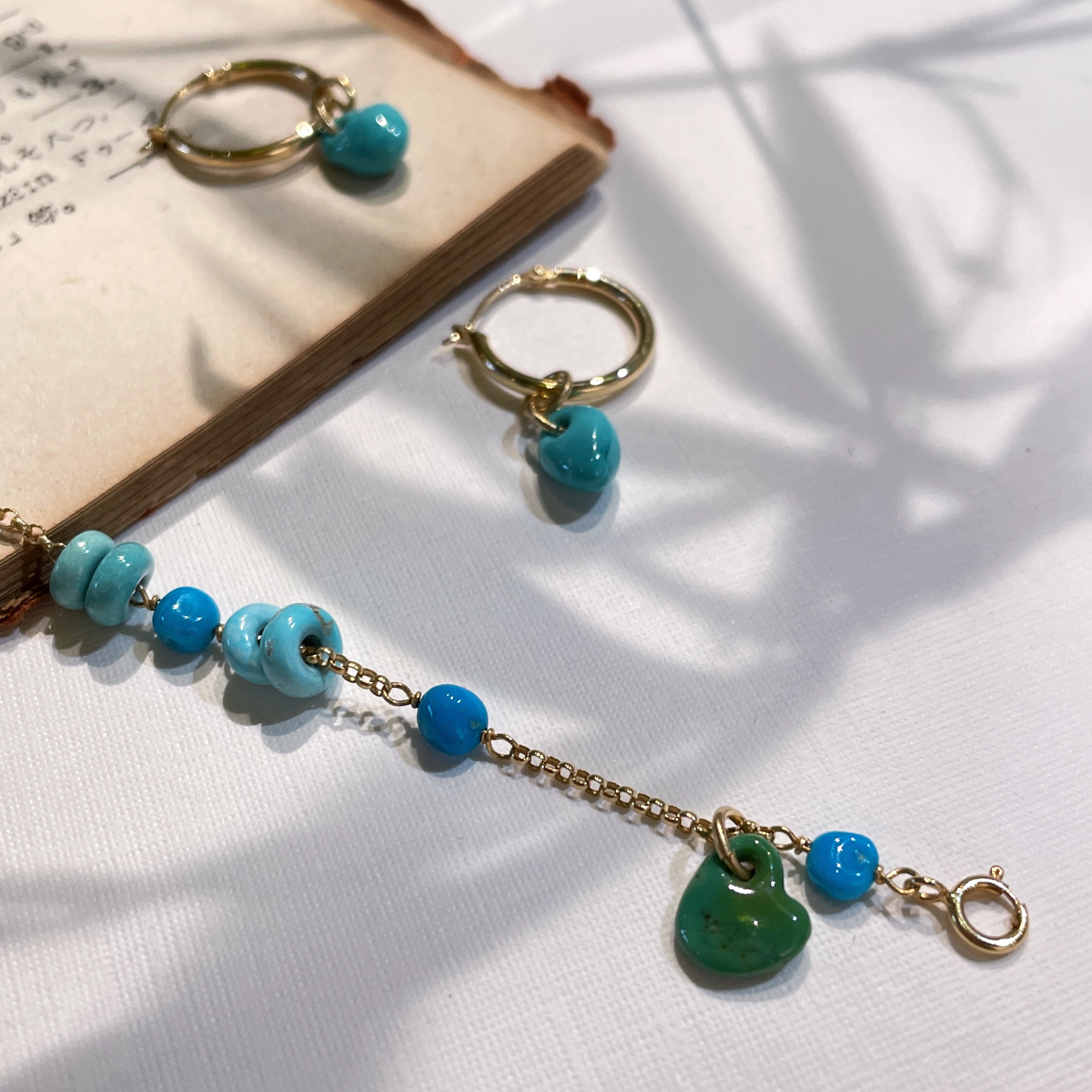 Jy015 Turquoise Bracelet | Turquoise Earrings | 18K Gold | Fine Jewelry | Perfect Gift
