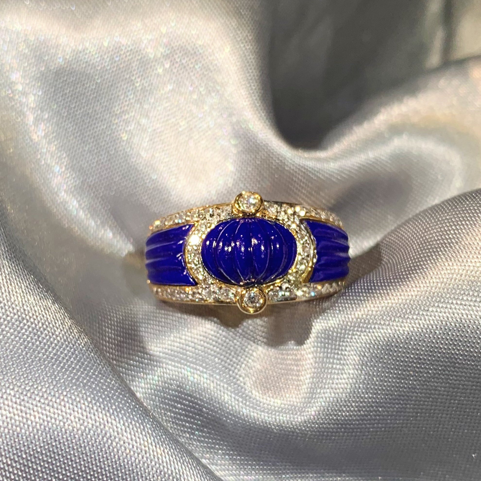 JY017 Lapis Lazuli | Natural Diamond VVS1/VVS2 | 18K Gold | Excellent Cut | Customizable | Exquisite Gift | Wedding | Anniversary Customization