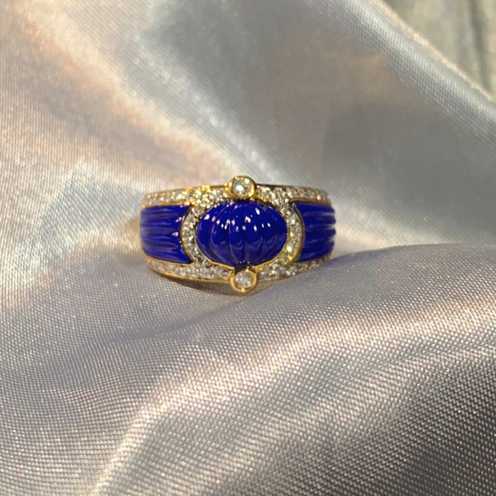 JY017 Lapis Lazuli | Natural Diamond VVS1/VVS2 | 18K Gold | Excellent Cut | Customizable | Exquisite Gift | Wedding | Anniversary Customization