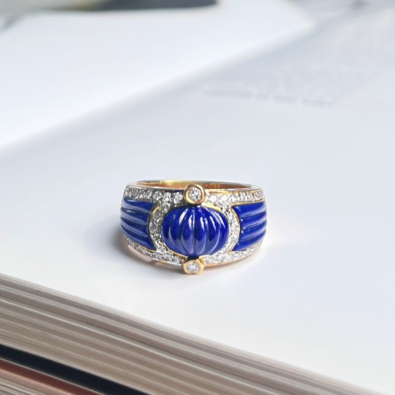 JY017 Lapis Lazuli | Natural Diamond VVS1/VVS2 | 18K Gold | Excellent Cut | Customizable | Exquisite Gift | Wedding | Anniversary Customization