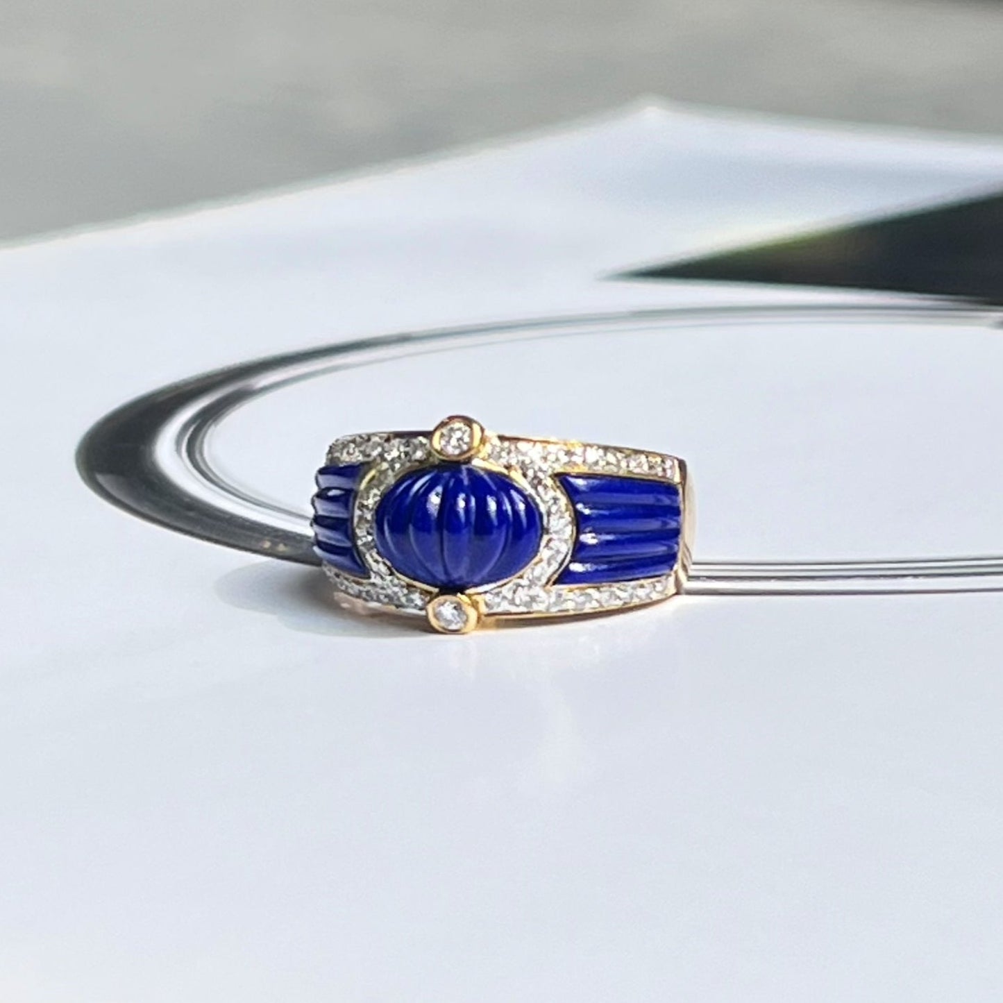 JY017 Lapis Lazuli | Natural Diamond VVS1/VVS2 | 18K Gold | Excellent Cut | Customizable | Exquisite Gift | Wedding | Anniversary Customization