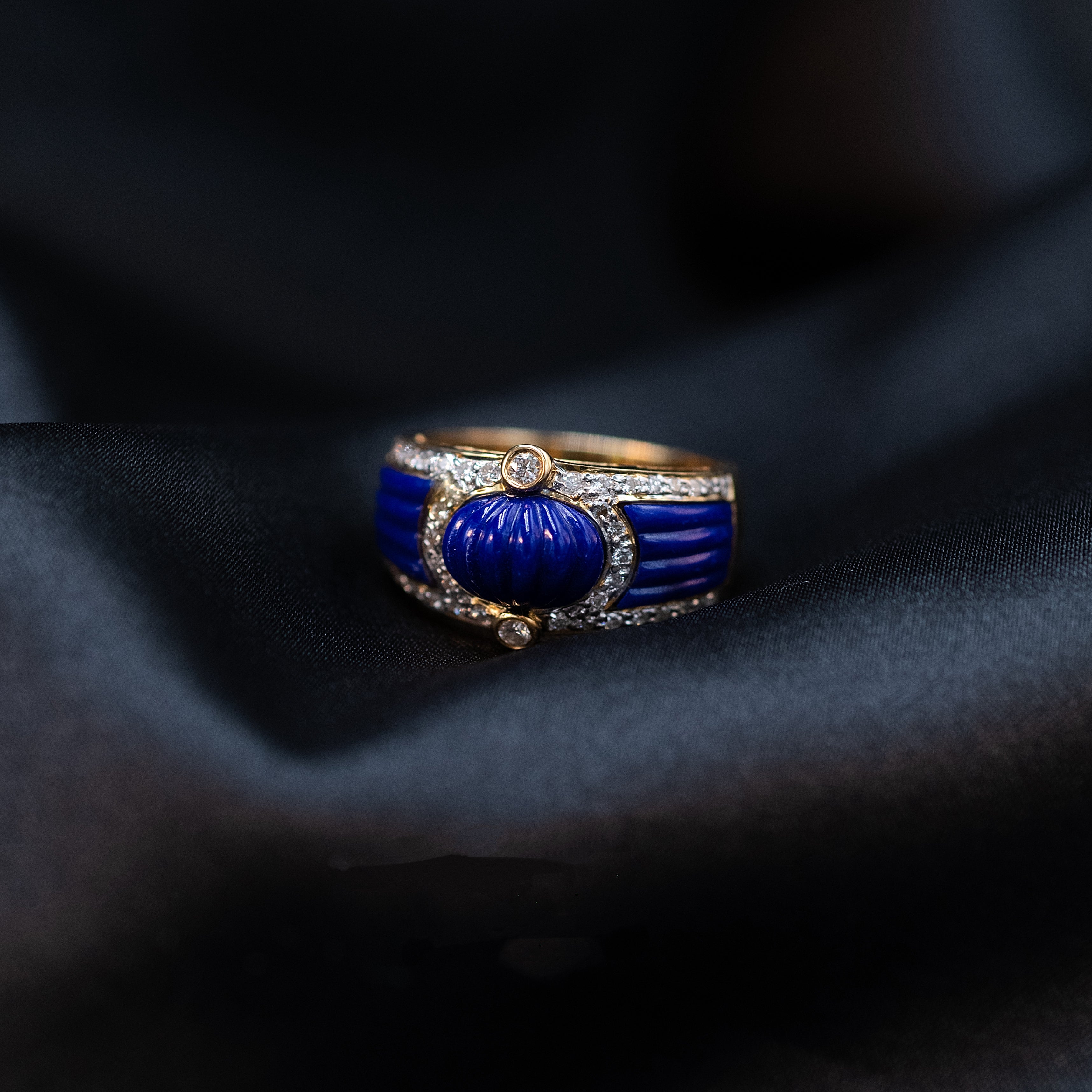 JY017 Lapis Lazuli | Natural Diamond VVS1/VVS2 | 18K Gold | Excellent Cut | Customizable | Exquisite Gift | Wedding | Anniversary Customization