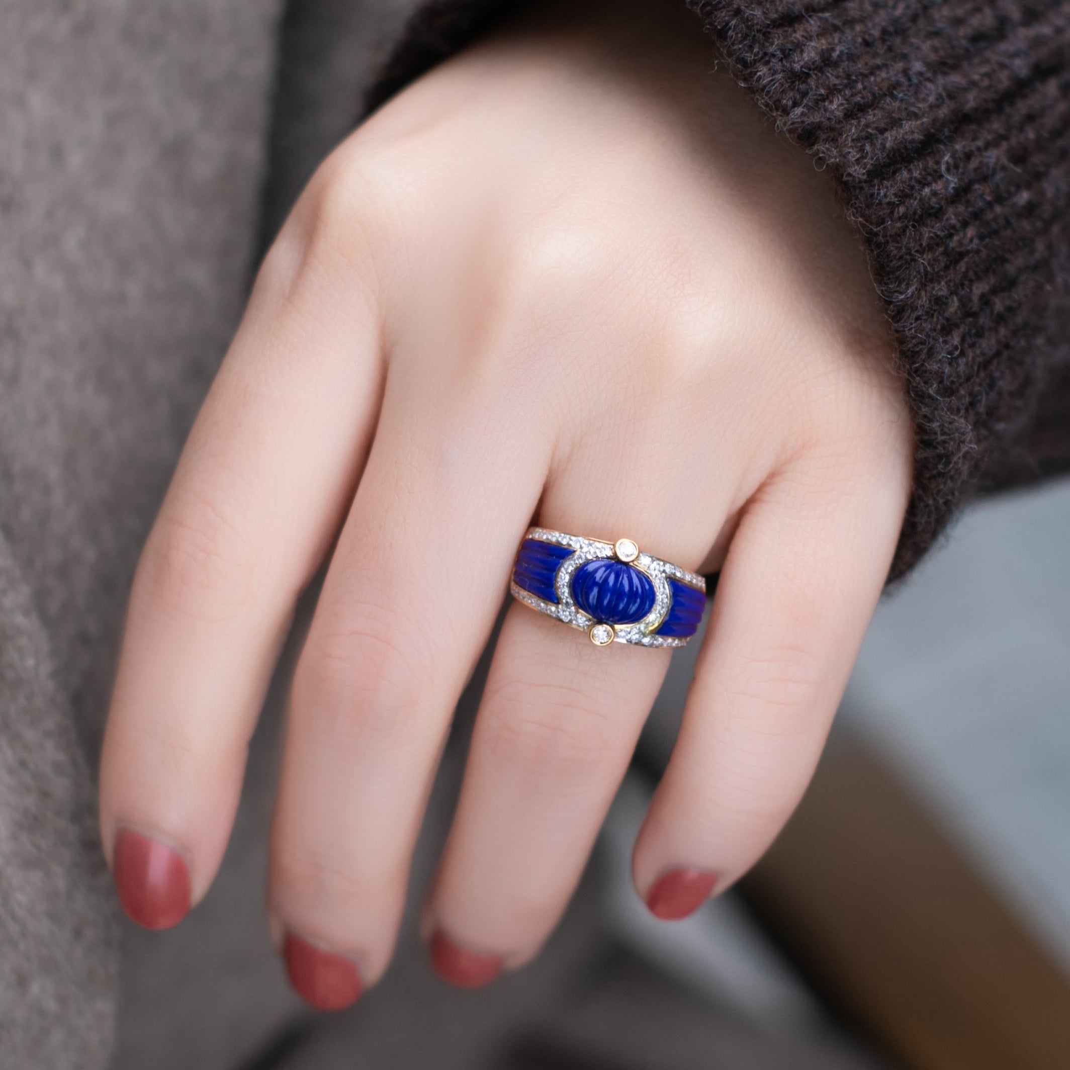JY017 Lapis Lazuli | Natural Diamond VVS1/VVS2 | 18K Gold | Excellent Cut | Customizable | Exquisite Gift | Wedding | Anniversary Customization