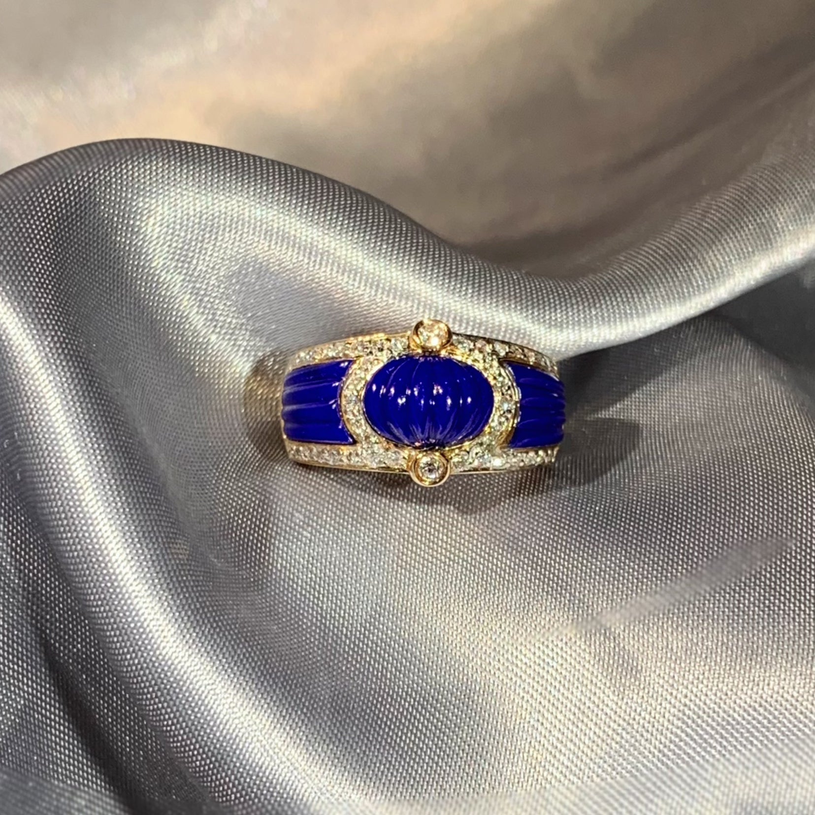 JY017 Lapis Lazuli | Natural Diamond VVS1/VVS2 | 18K Gold | Excellent Cut | Customizable | Exquisite Gift | Wedding | Anniversary Customization
