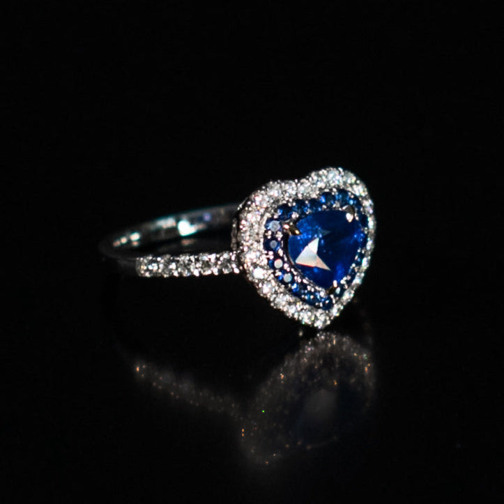 JY018 Cornflower Sapphire | Natural Diamond VVS1/VVS2 | 18K Gold | Excellent Cut | Customizable | Exquisite Gift | Wedding | Anniversary Customization