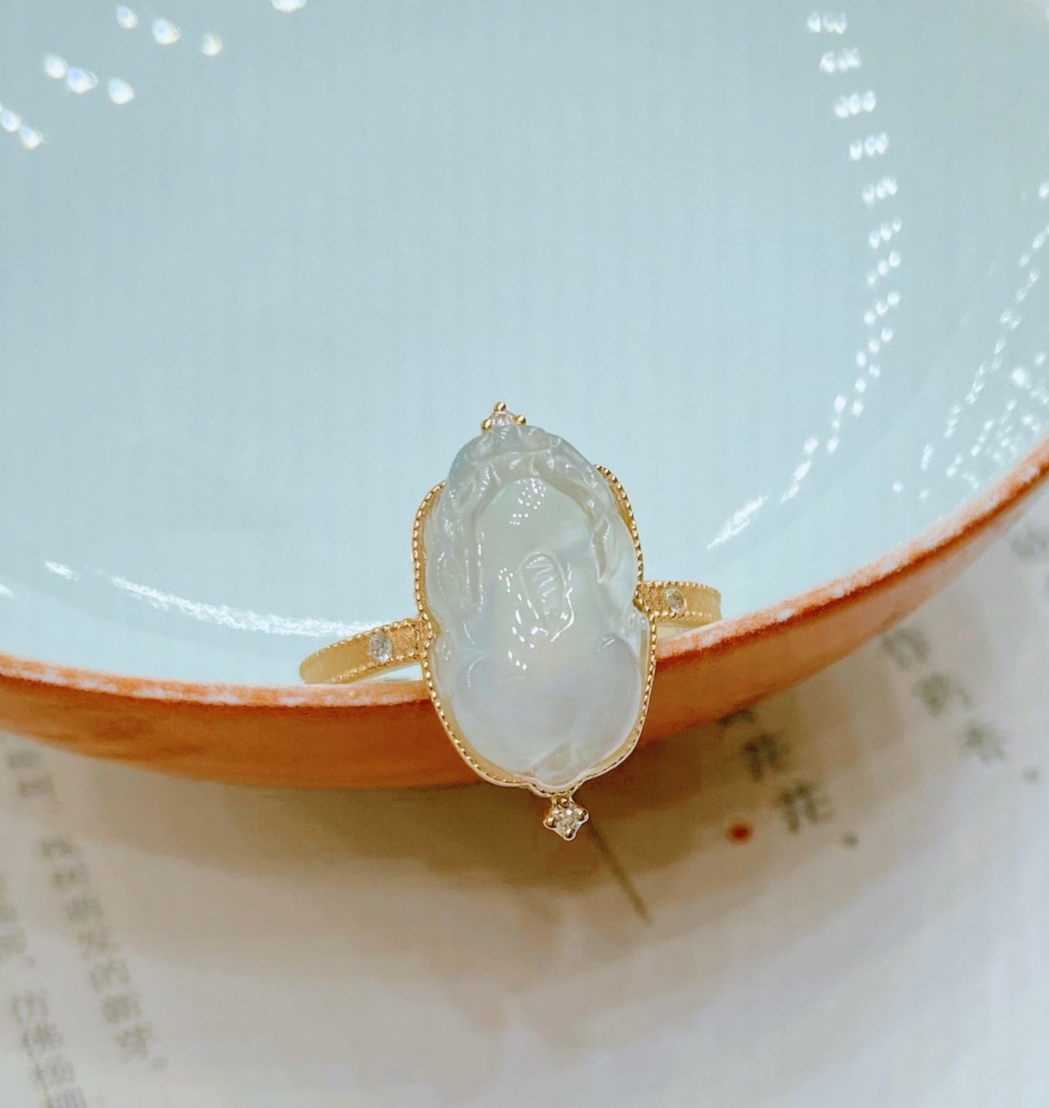 JY020 Ice Jade Pixiu | Natural Diamond VVS1/VVS2 | 18K Gold | Excellent Cut | Customizable | Exquisite Gift | Wedding | Anniversary Customization