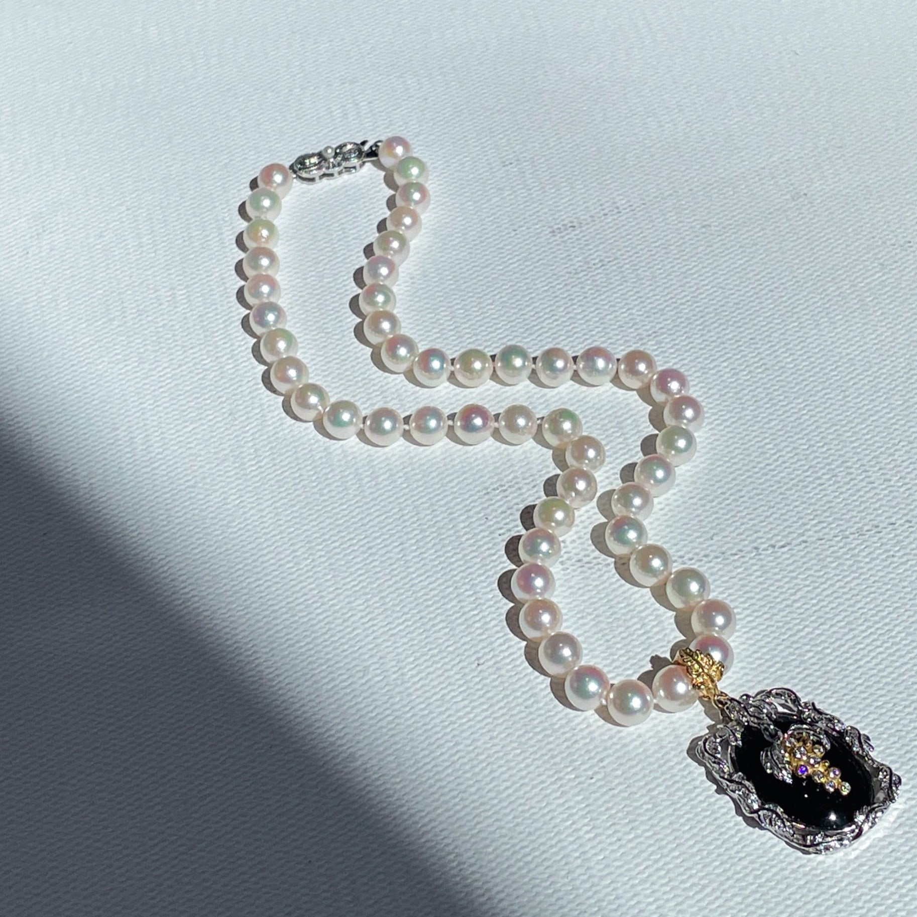 Ju021 8mm Pink Pearl Necklace | | 18K Gold | High Quality | Akoya Japanese Pearls | High-Quality Gift|Chain length 48CM|Pendant not included