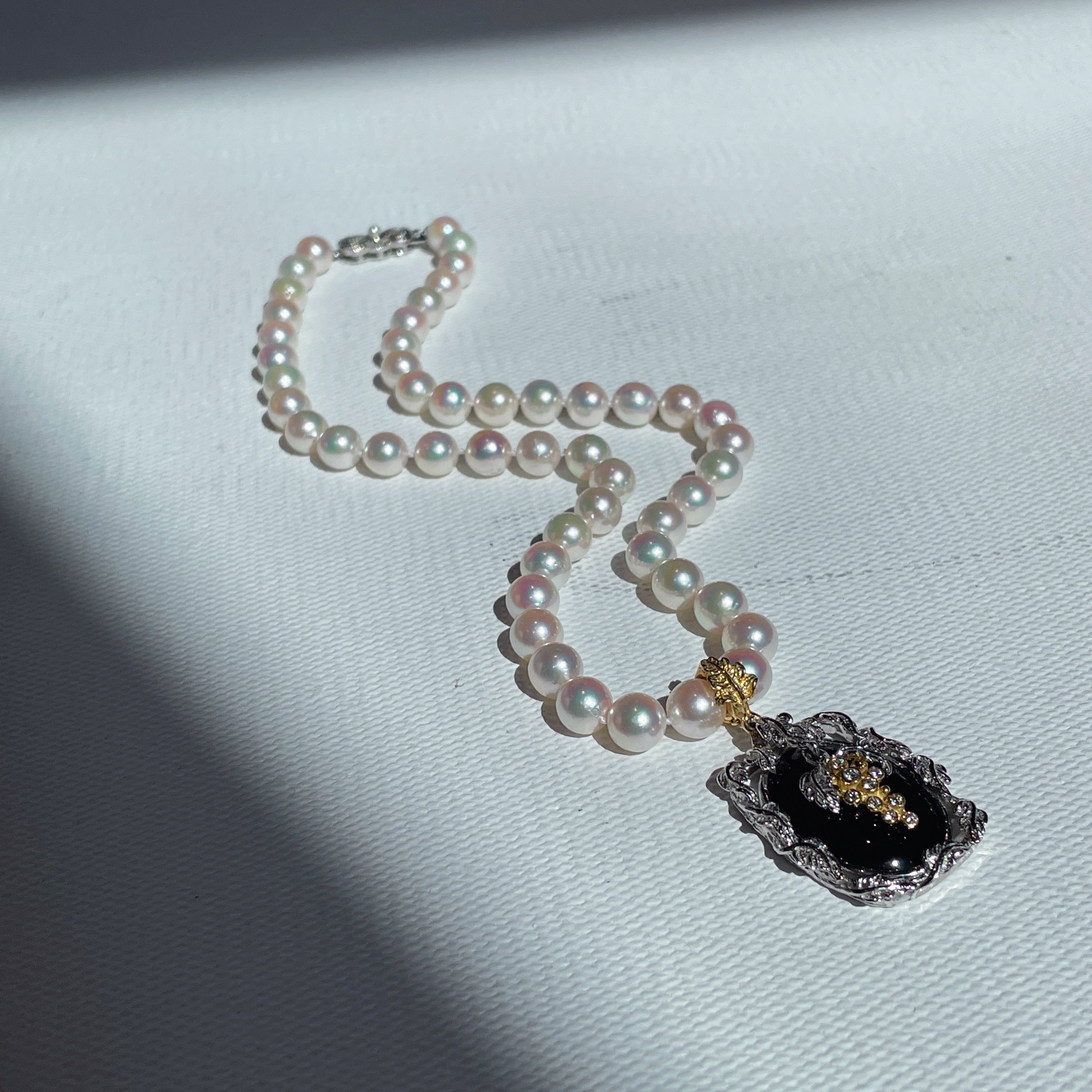 Ju021 8mm Pink Pearl Necklace | | 18K Gold | High Quality | Akoya Japanese Pearls | High-Quality Gift|Chain length 48CM|Pendant not included