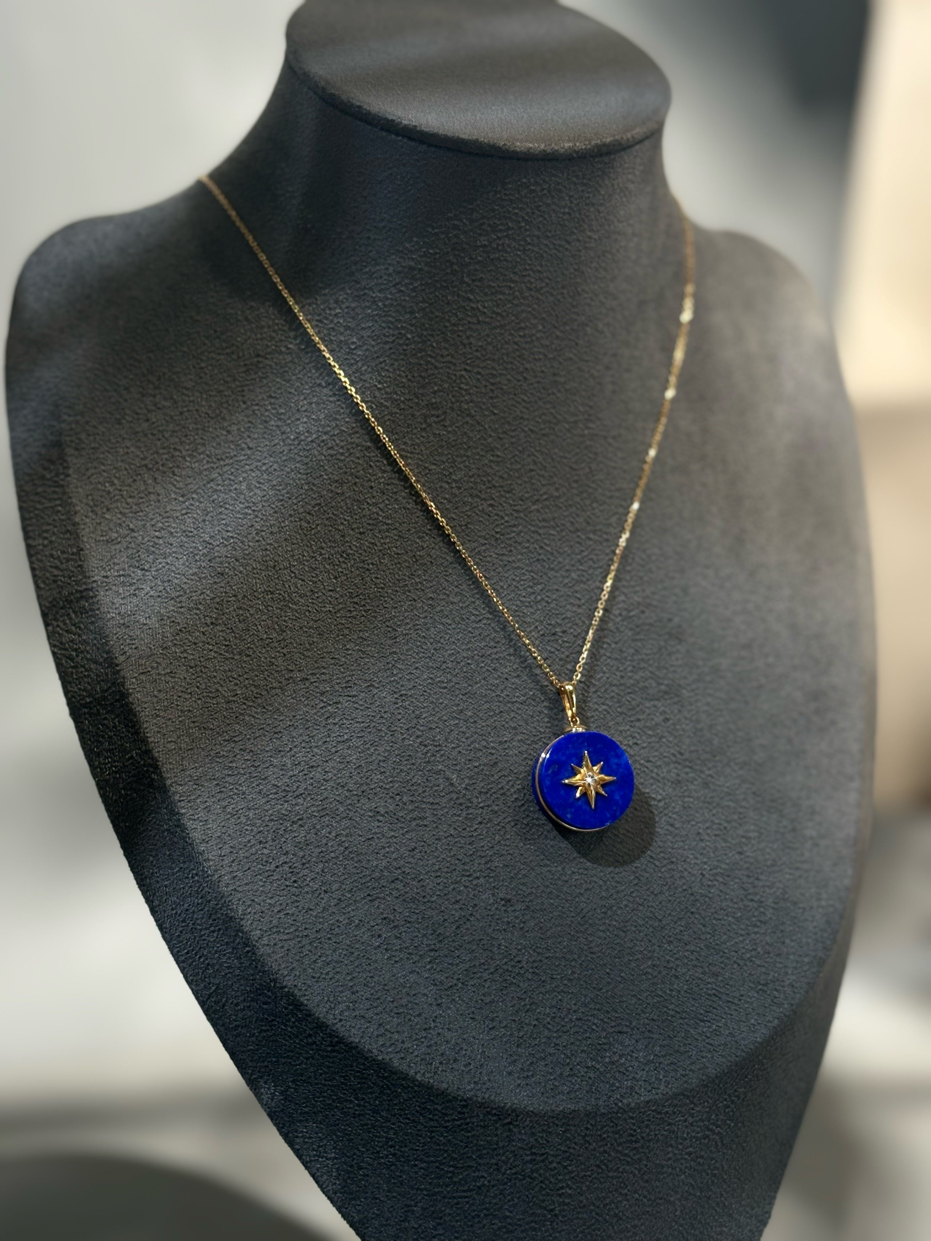 Jy025 18K Gold | Fine Jewelry | Perfect Gift|Lapis Lazuli Necklace  |Fine Jewelry | Perfect Gift|SUN