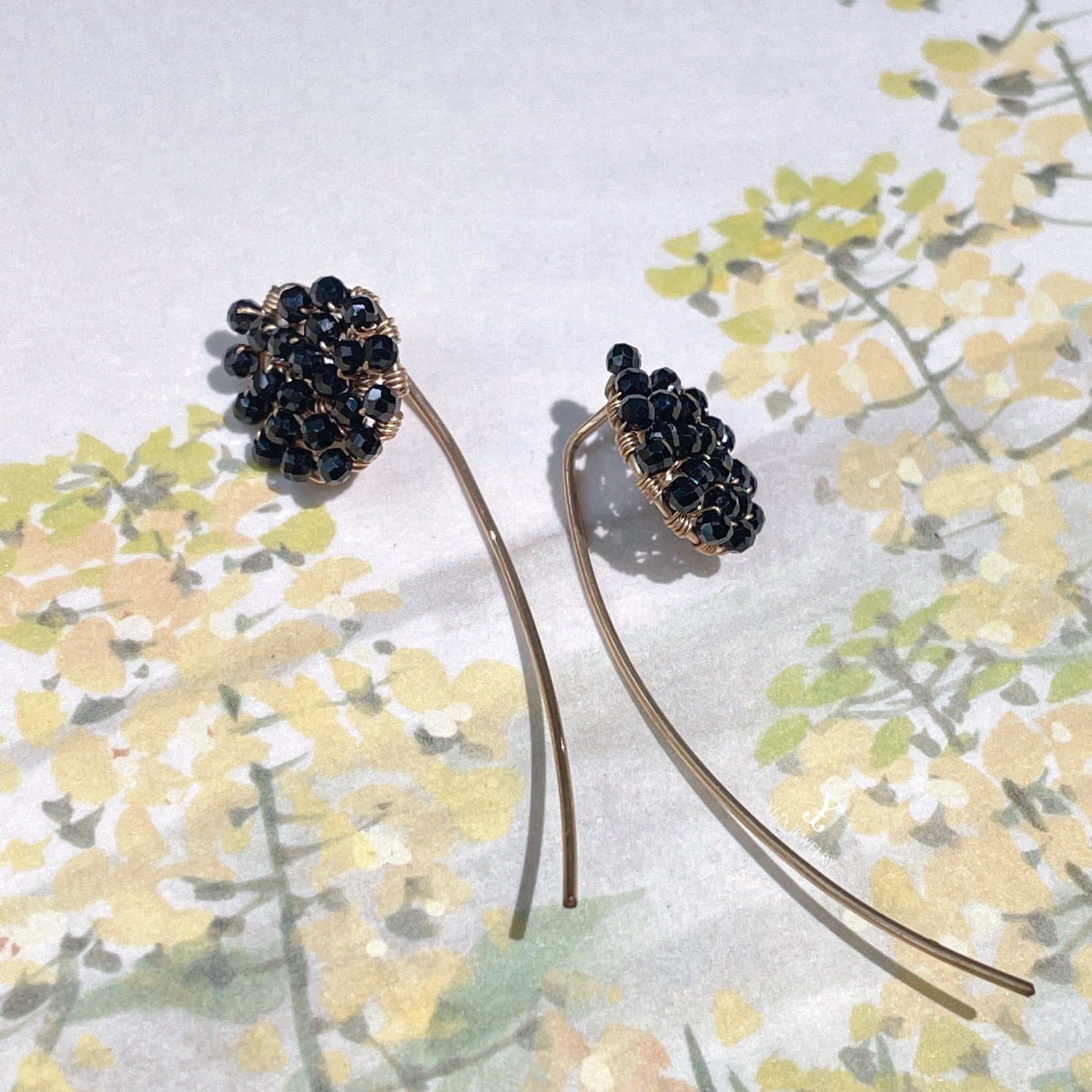 JY032 Natural Gemstone Stud Earrings — Obsidian / Moonstone / Sunstone / Red Agate / Green Agate / Lepidolite | 14K Gold-Filled Posts (US Standard)