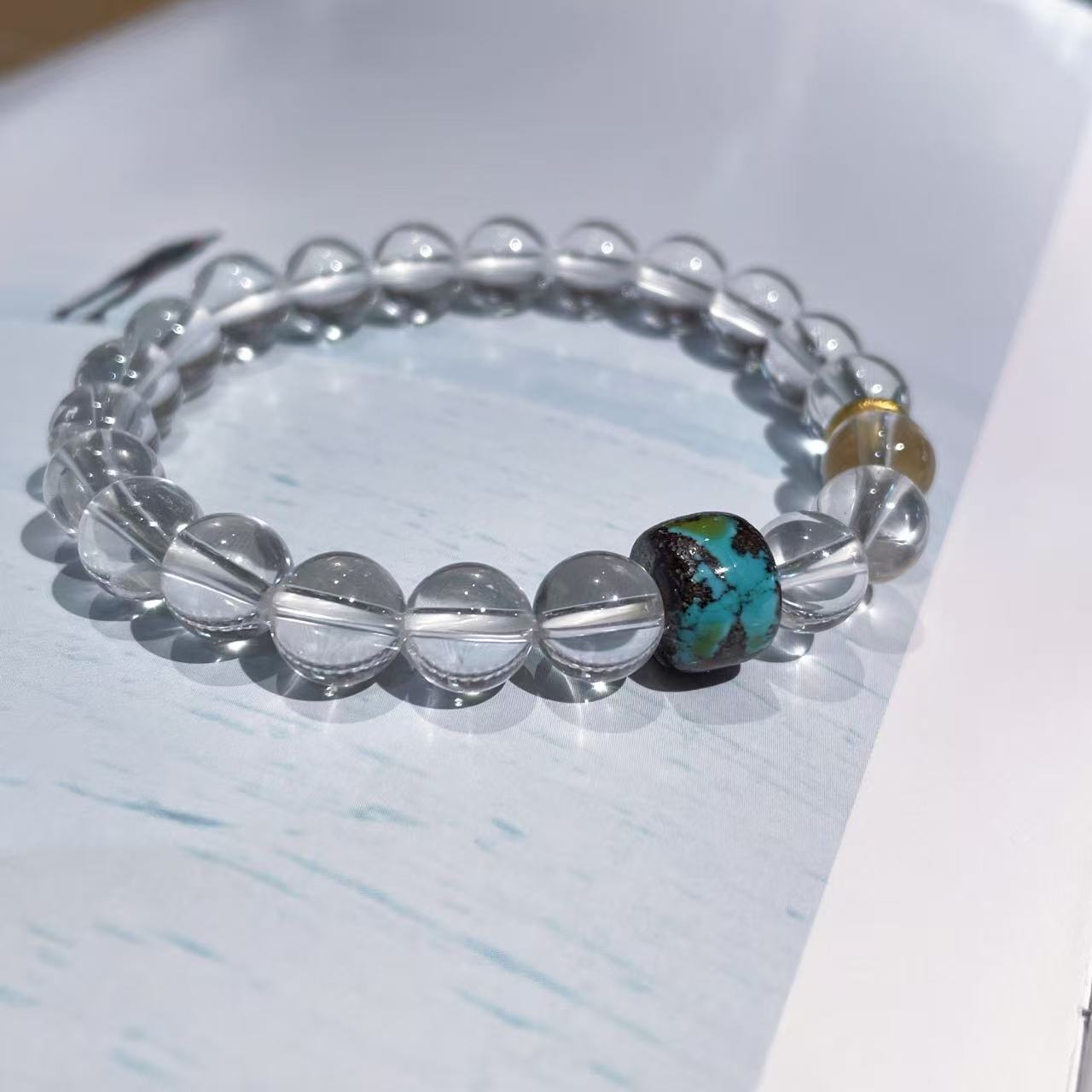 Jy034 18K Gold |White Crystal |Purify The Magnetic Field | Fine Jewelry |Bracelet | Perfect Gift| Designer Original|