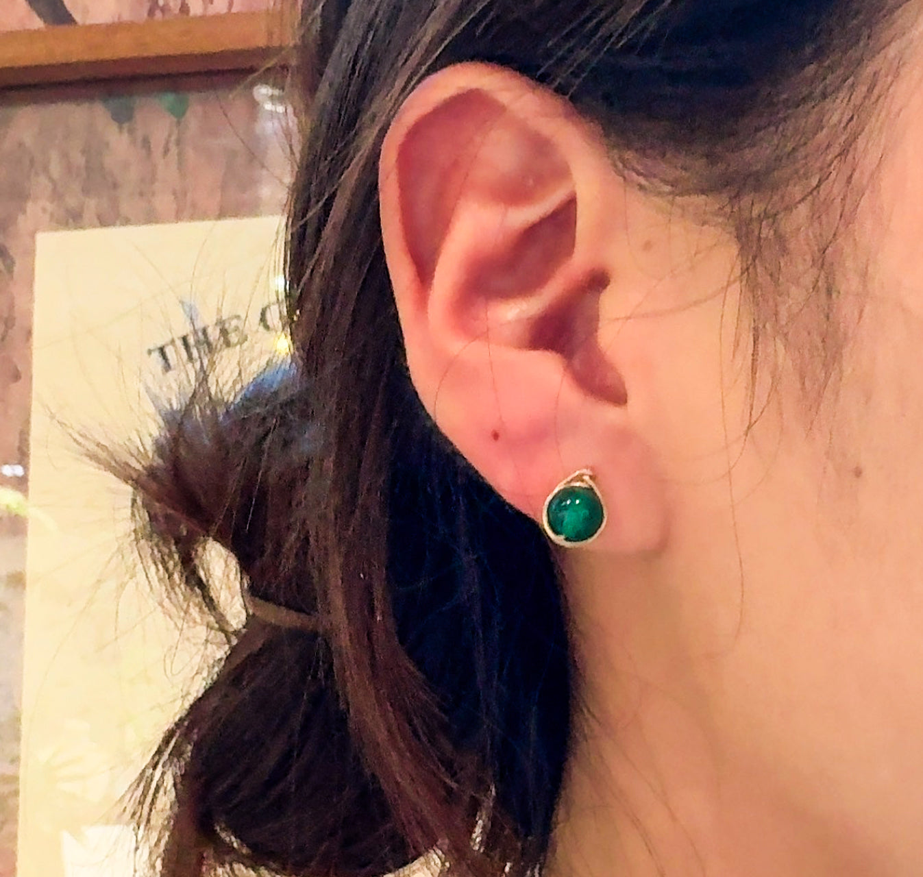 JY002 6-Color Natural Gemstone Stud Earrings — Obsidian / Moonstone / Sunstone / Red Agate / Green Agate / Lepidolite | 14K Gold-Filled Posts (US Standard)