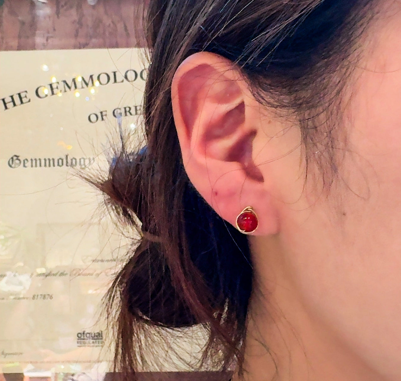 JY002 6-Color Natural Gemstone Stud Earrings — Obsidian / Moonstone / Sunstone / Red Agate / Green Agate / Lepidolite | 14K Gold-Filled Posts (US Standard)